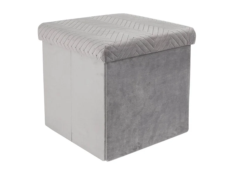 FLOY - Coffre Pouf Pliable Velours Gris Clair