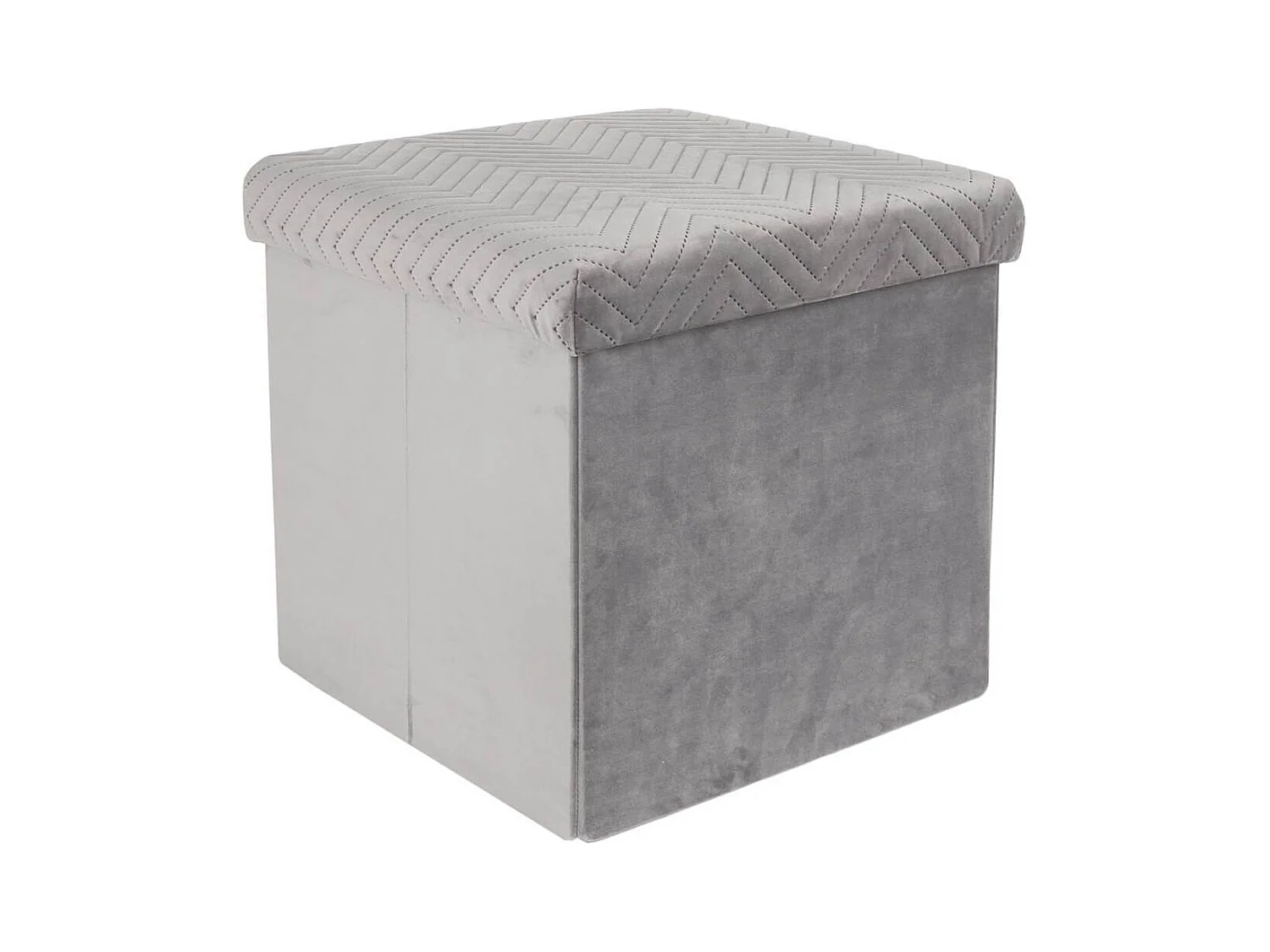 FLOY - Coffre Pouf Pliable Velours Gris Clair