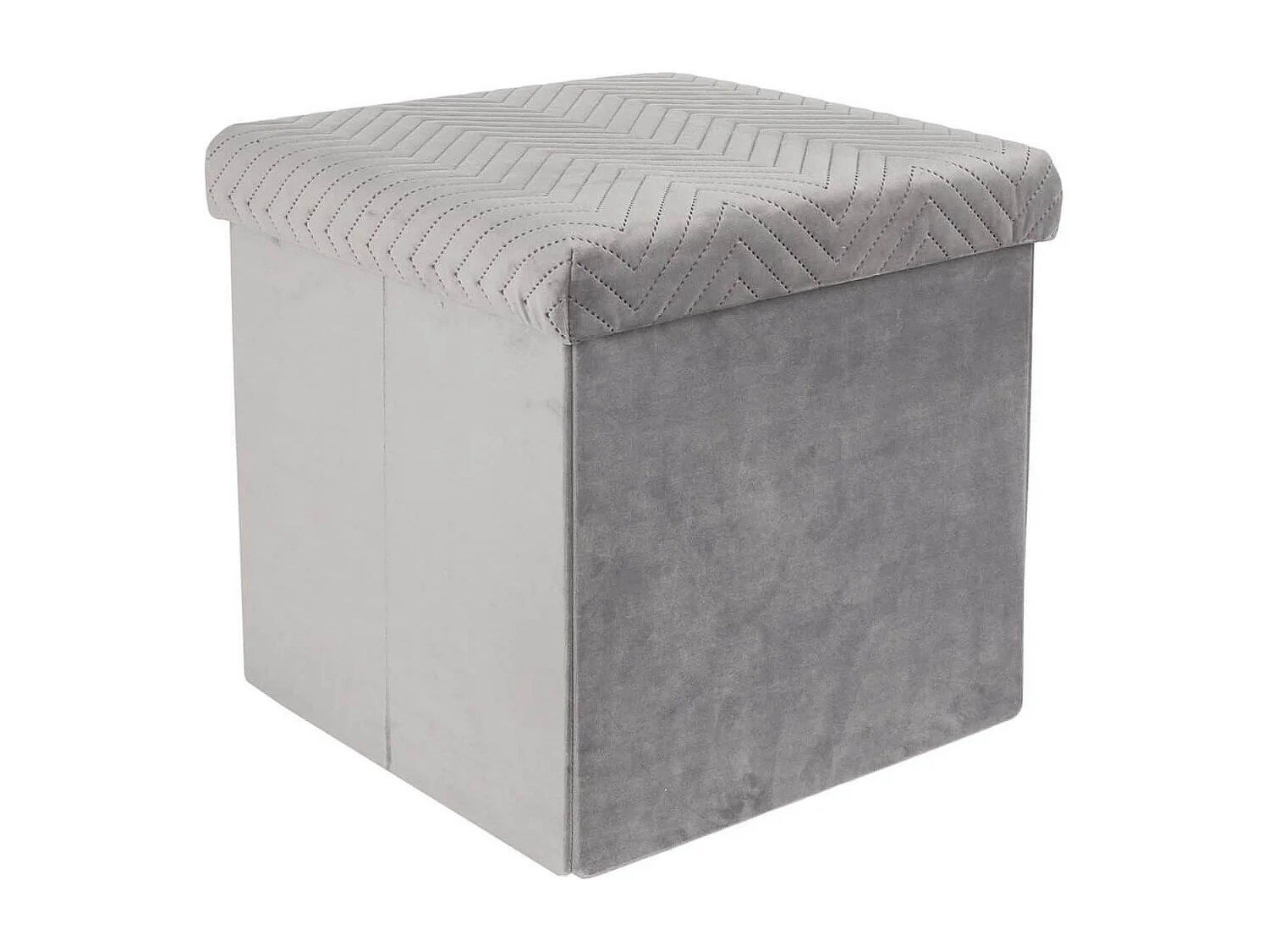 FLOY - Coffre Pouf Pliable Velours Gris Clair