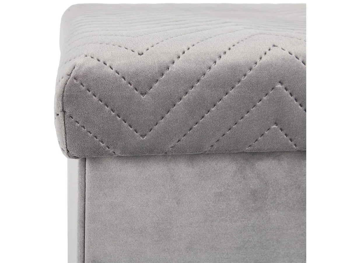 FLOY - Coffre Pouf Pliable Velours Gris Clair