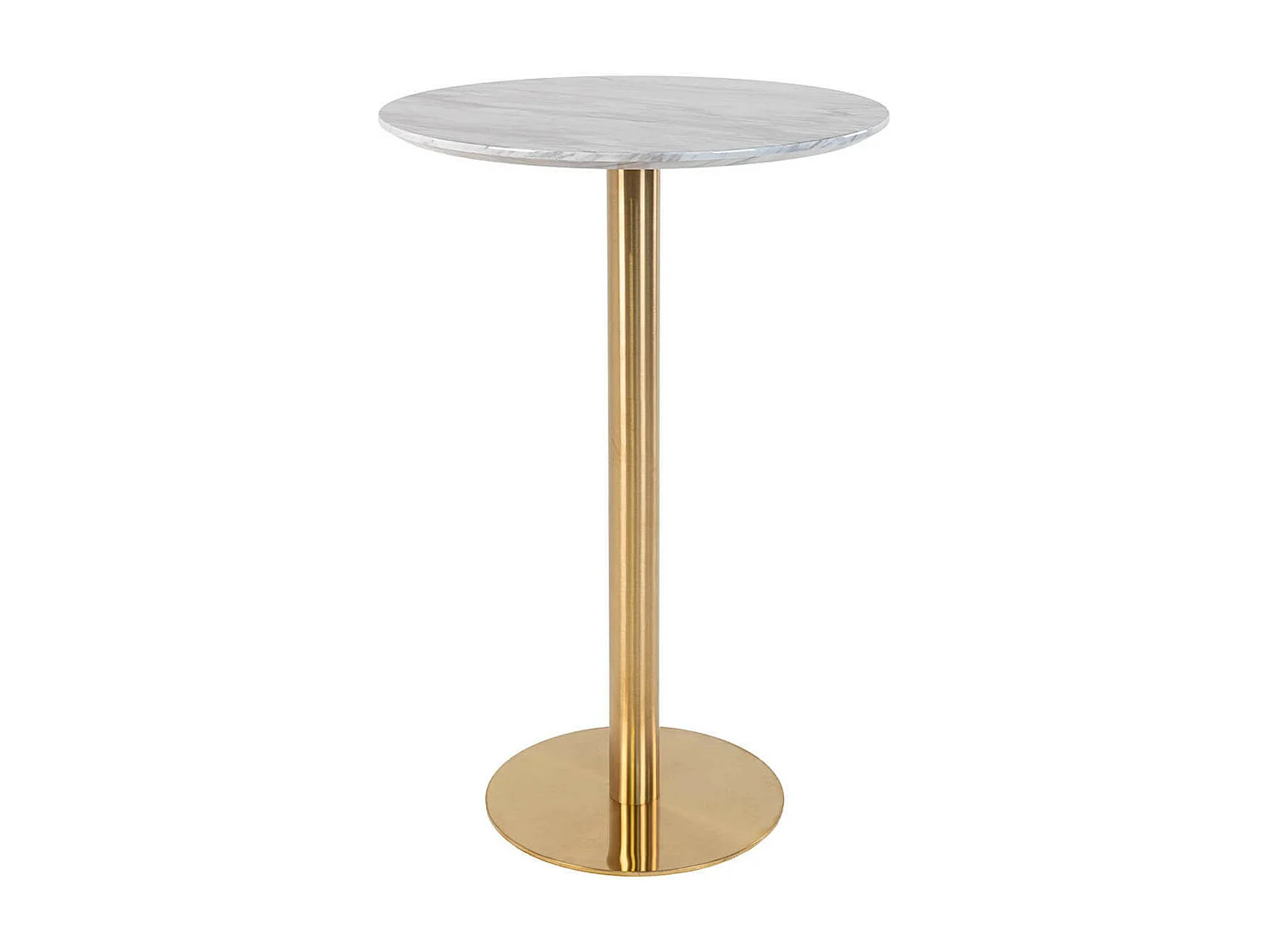 TYROL - Table Haute Ø70cm Aspect Marbré et Pied Métal Doré