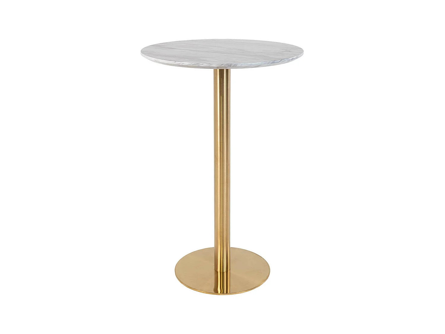 TYROL - Table Haute Ø70cm Aspect Marbré et Pied Métal Doré