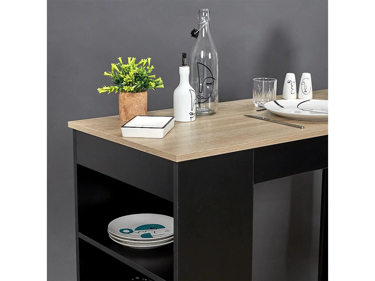 KANPE - Table de Bar Mange-Debout avec Etagères