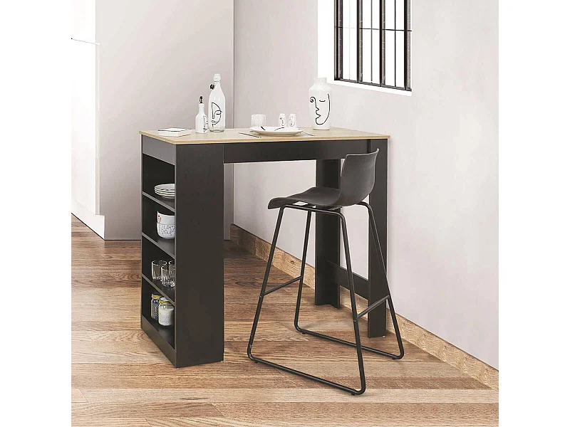 KANPE - Table de Bar Mange-Debout avec Etagères