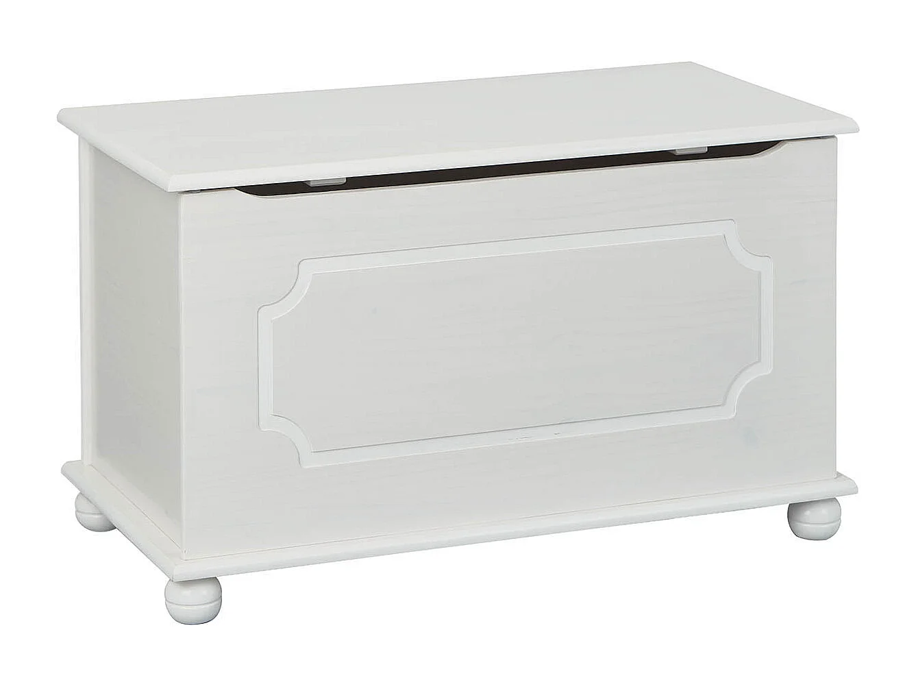 KALISHA - Coffre à Jouets Bois Massif Vernis Blanc