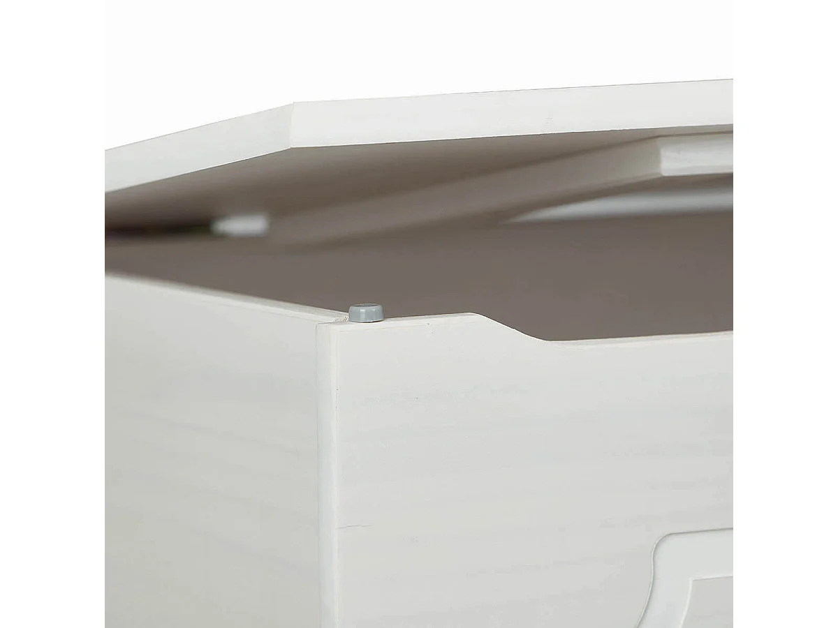 KALISHA - Coffre à Jouets Bois Massif Vernis Blanc