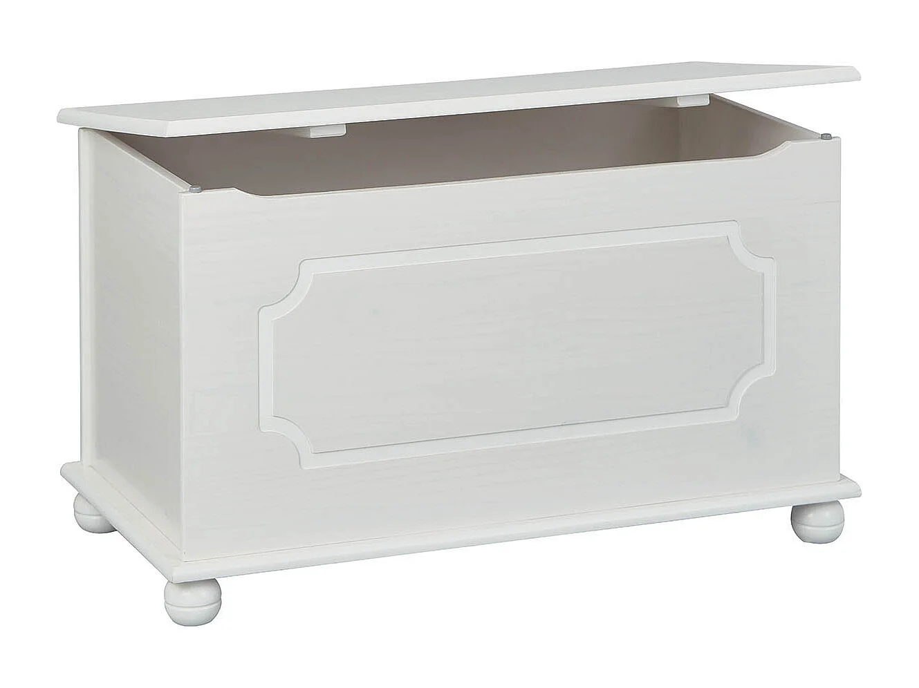 KALISHA - Coffre à Jouets Bois Massif Vernis Blanc