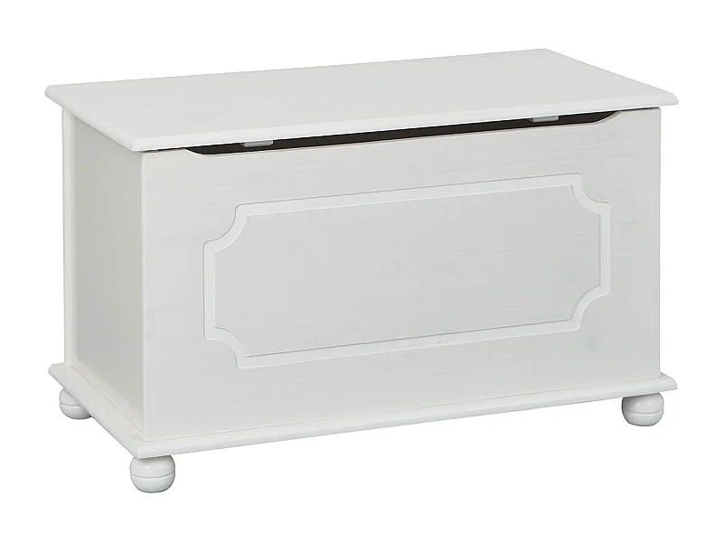 KALISHA - Coffre à Jouets Bois Massif Vernis Blanc