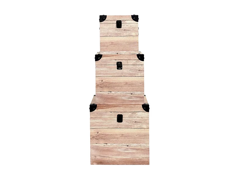 SAMA - Lot de 3 Malles Cubes Aspect Bois Rosé