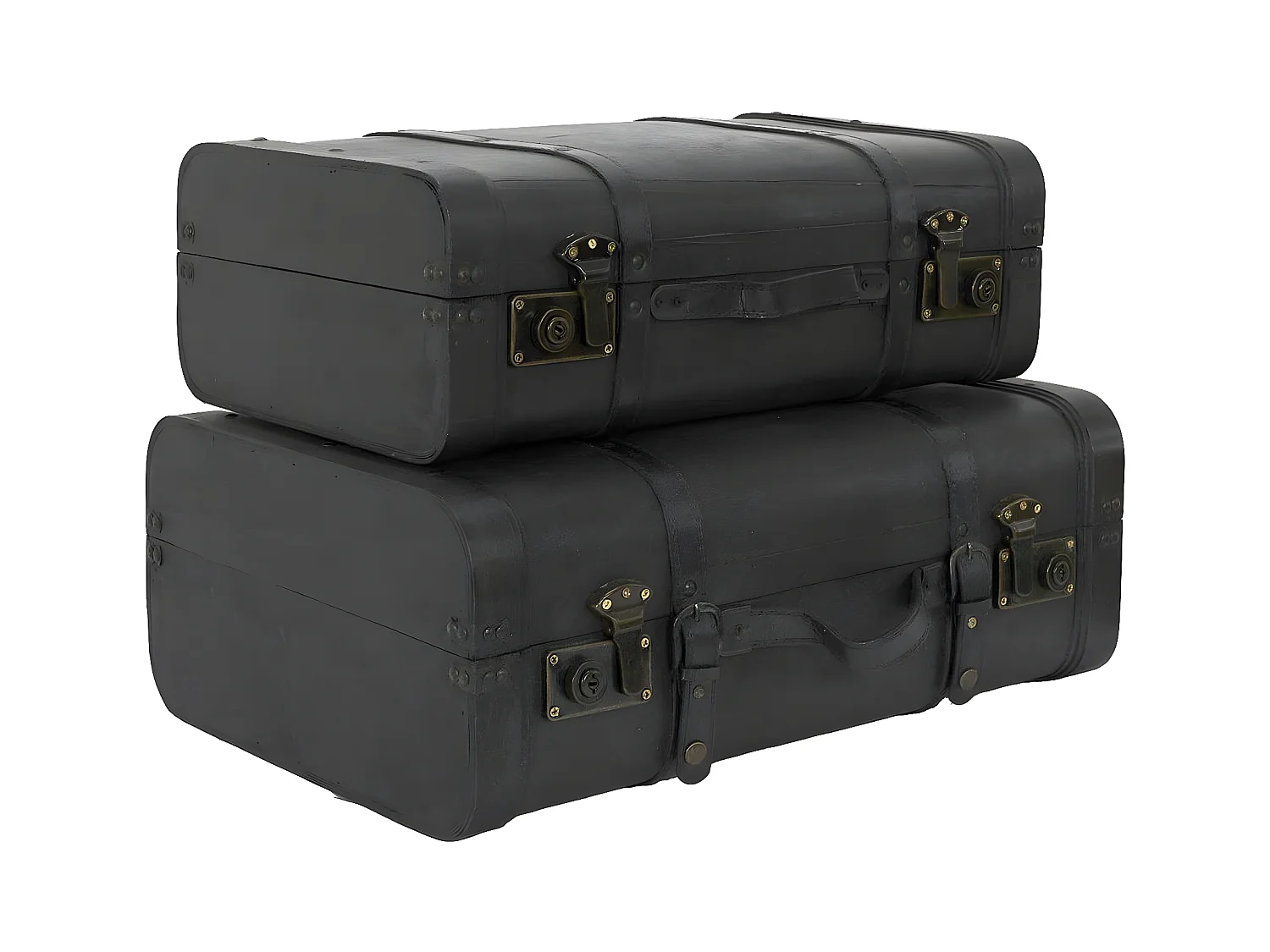 CURTIS - Lot de 2 Malles de Rangement Vintage Simili