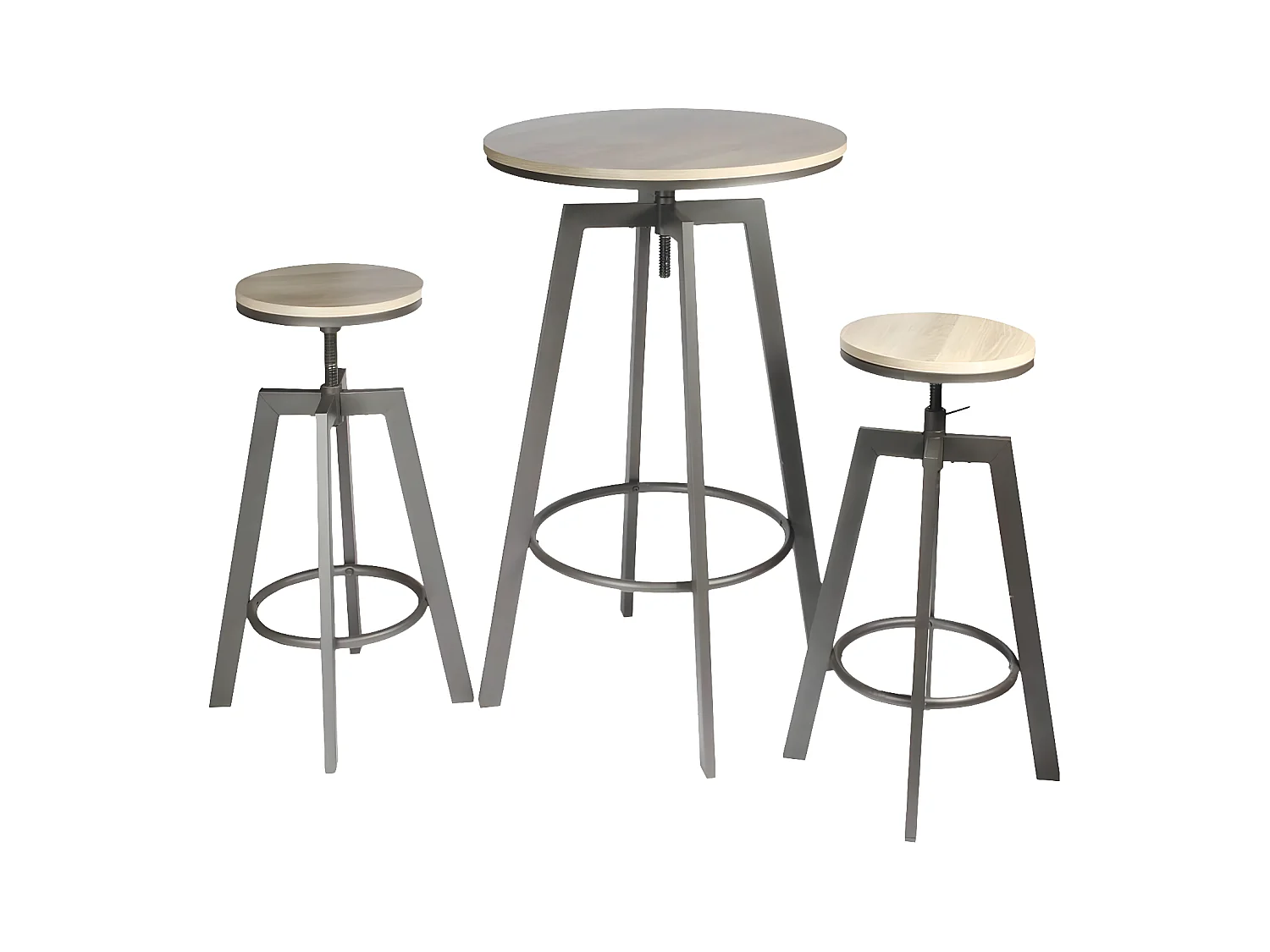 STARK - Ensemble Table Mange-Debout et 2 Tabourets Réglables