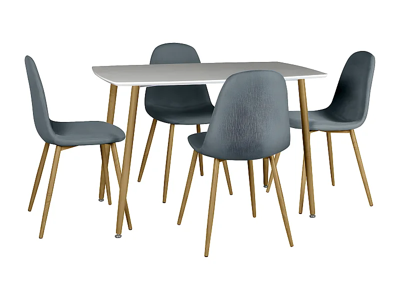 WINTER - Ensemble Table + 4 Chaises Gris Foncé