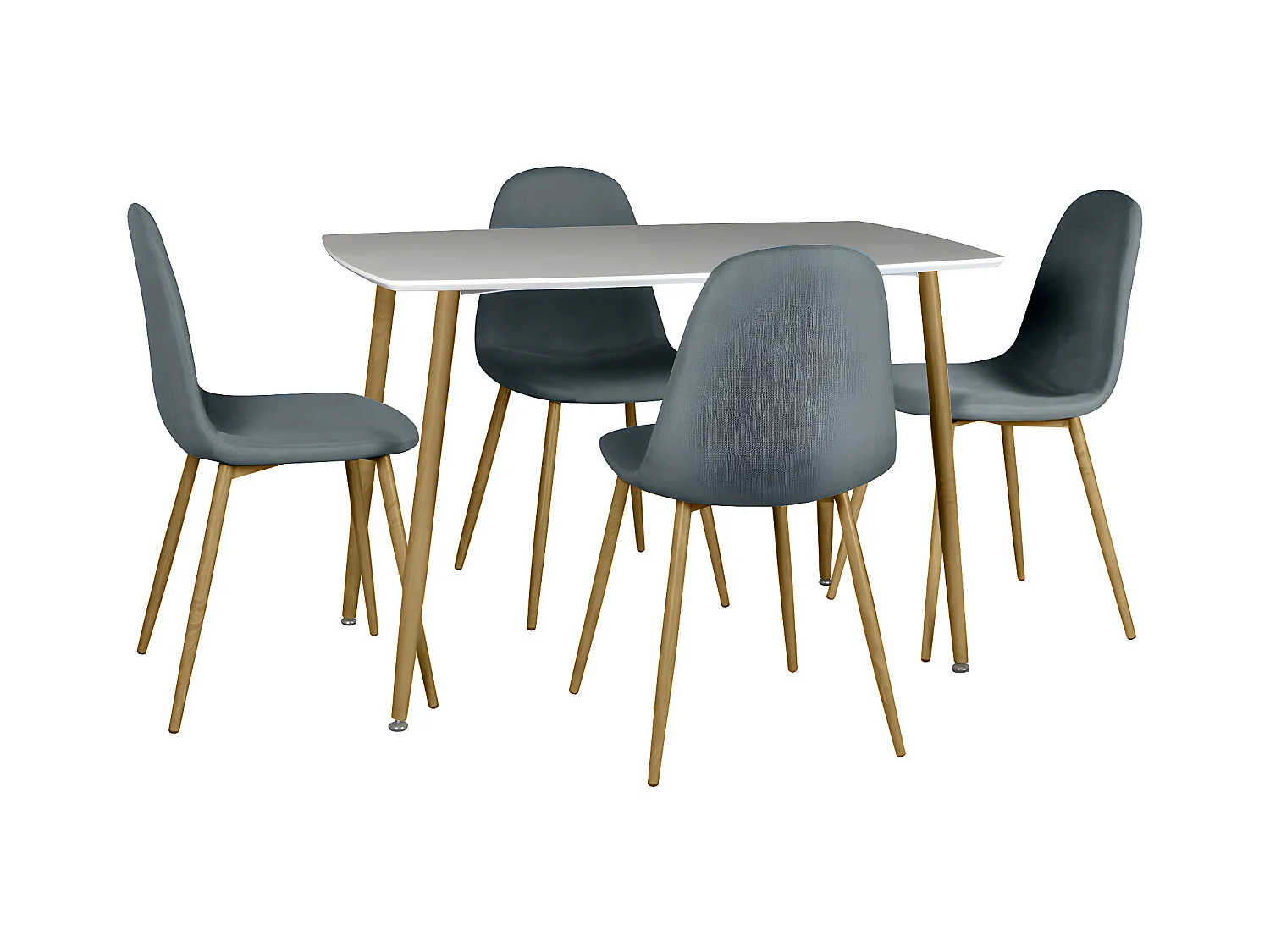 WINTER - Ensemble Table + 4 Chaises Gris Foncé