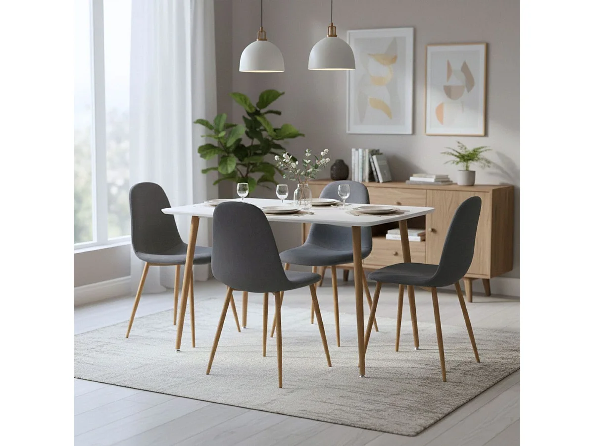 WINTER - Ensemble Table + 4 Chaises Gris Foncé