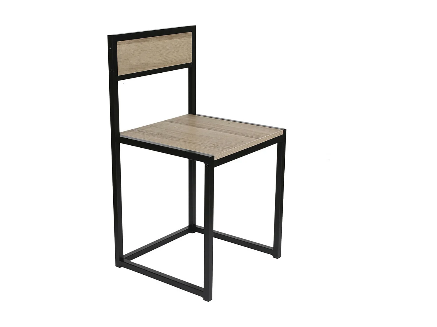 OTALIA - Ensemble Table et 2 Chaises Métal et Aspect Bois