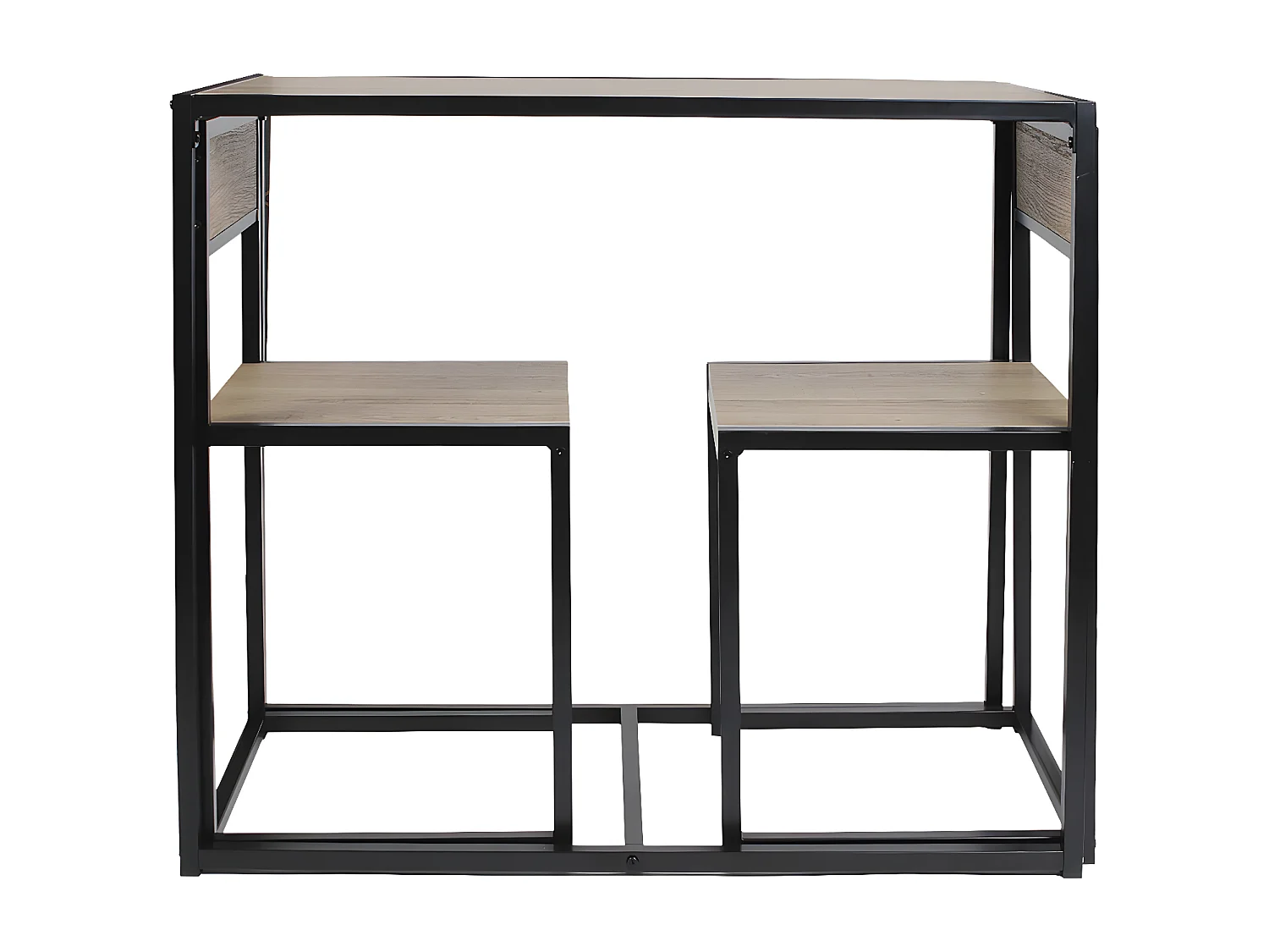 OTALIA - Ensemble Table et 2 Chaises Métal et Aspect Bois