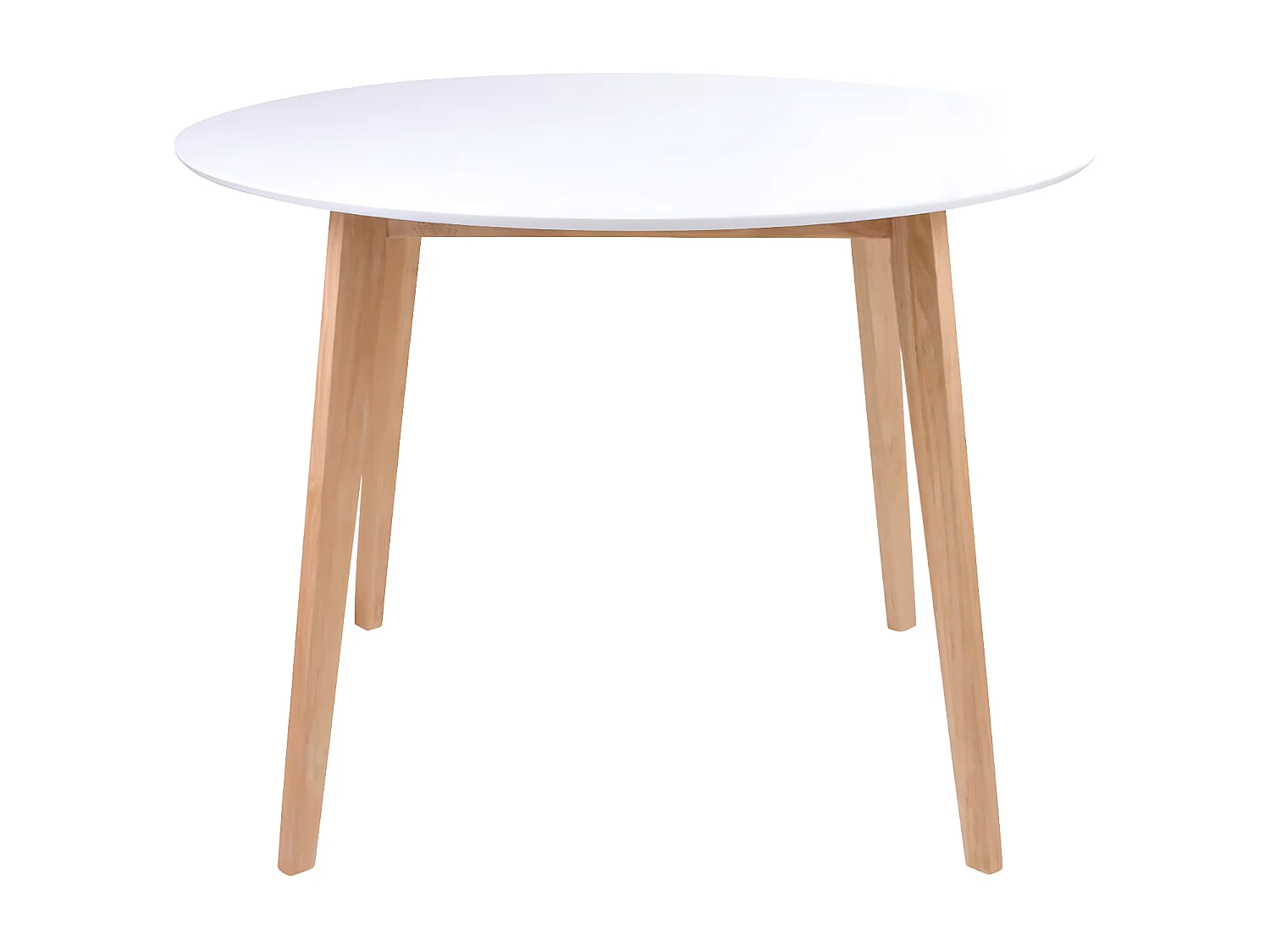 GRAM - Ensemble Table Ronde Naturelle et Blanche + 4 Chaises Noires