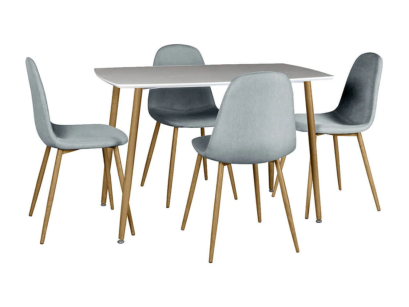 WINTER - Ensemble Table + 4 Chaises Gris Clair