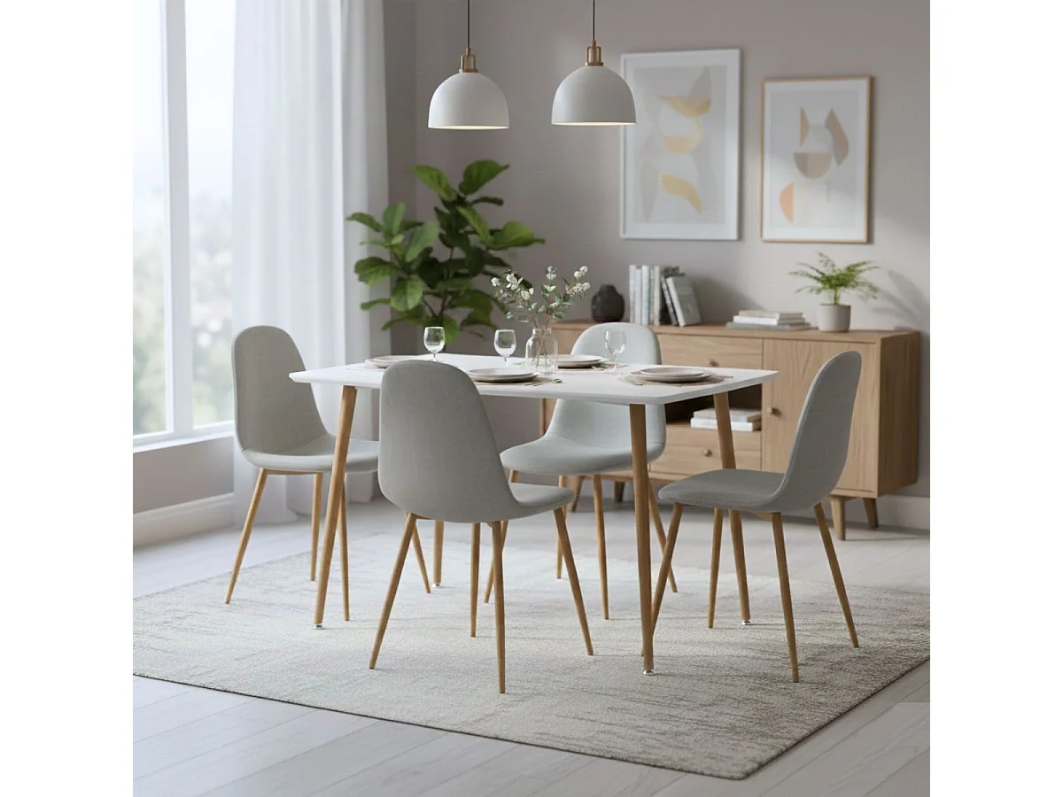 WINTER - Ensemble Table + 4 Chaises Gris Clair