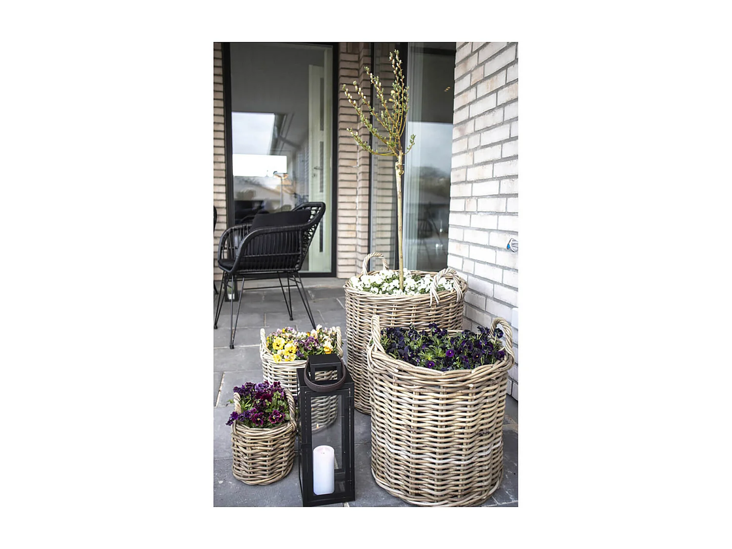 SELVA - Lot de 4 Paniers Décoratifs en Rotin avec Anses