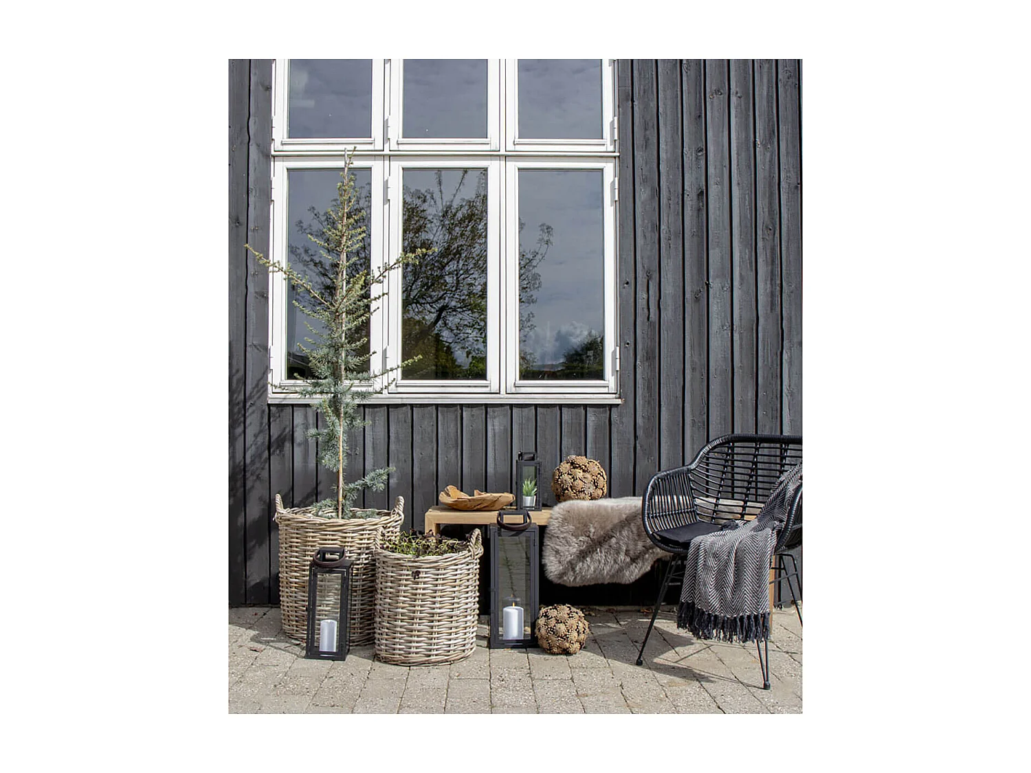 DUELLO - Lot de 2 Paniers Décoratifs en Rotin avec Anses