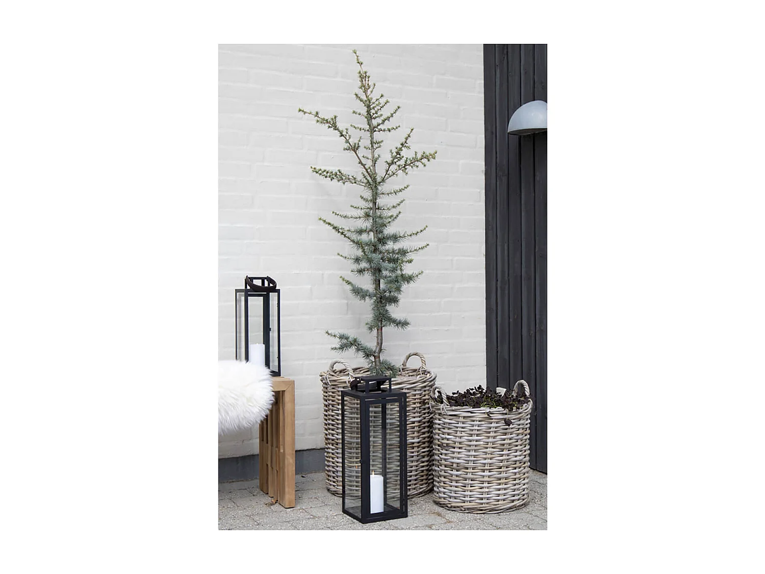 DUELLO - Lot de 2 Paniers Décoratifs en Rotin avec Anses