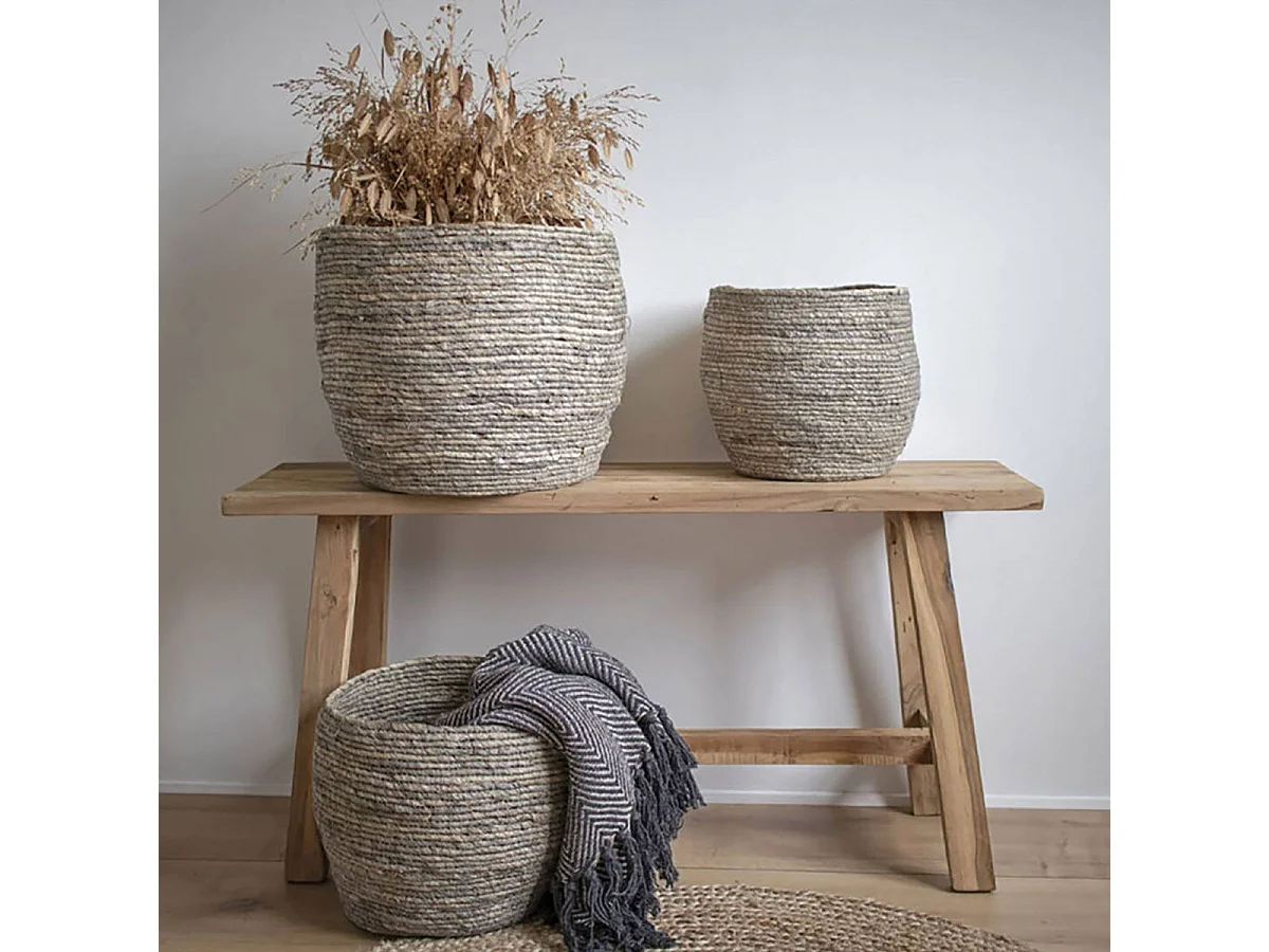 FITTA - Lot de 3 Paniers Décoratifs en Feuille de Maïs