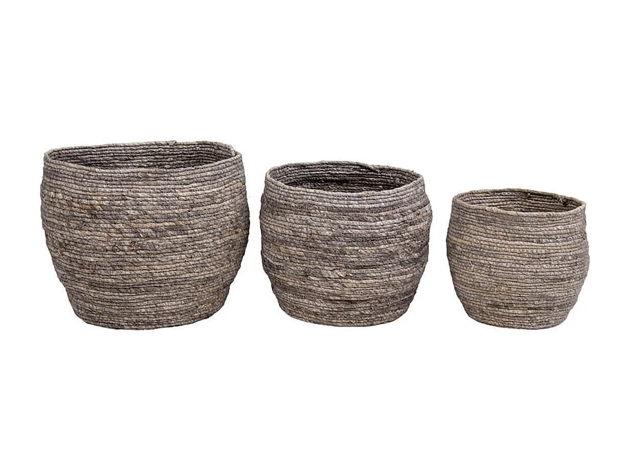 FITTA - Lot de 3 Paniers Décoratifs en Feuille de Maïs