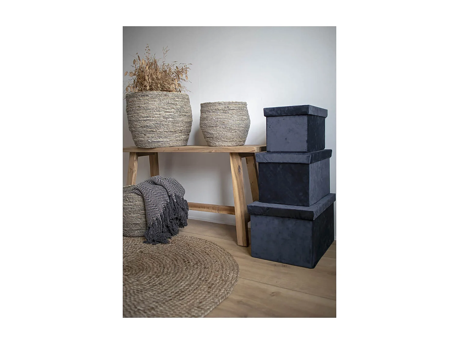 FITTA - Lot de 3 Paniers Décoratifs en Feuille de Maïs