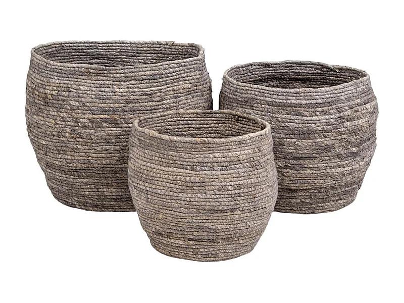 FITTA - Lot de 3 Paniers Décoratifs en Feuille de Maïs