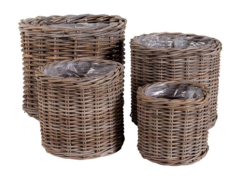 COCCO - Lot de 4 Paniers Décoratifs en Rotin Naturel