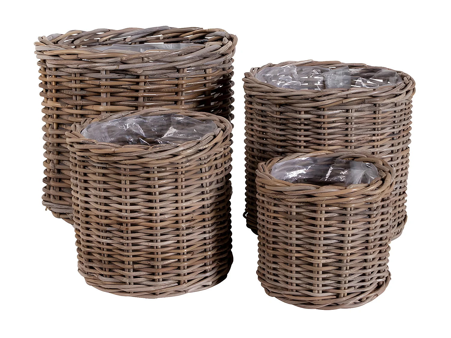 COCCO - Lot de 4 Paniers Décoratifs en Rotin Naturel