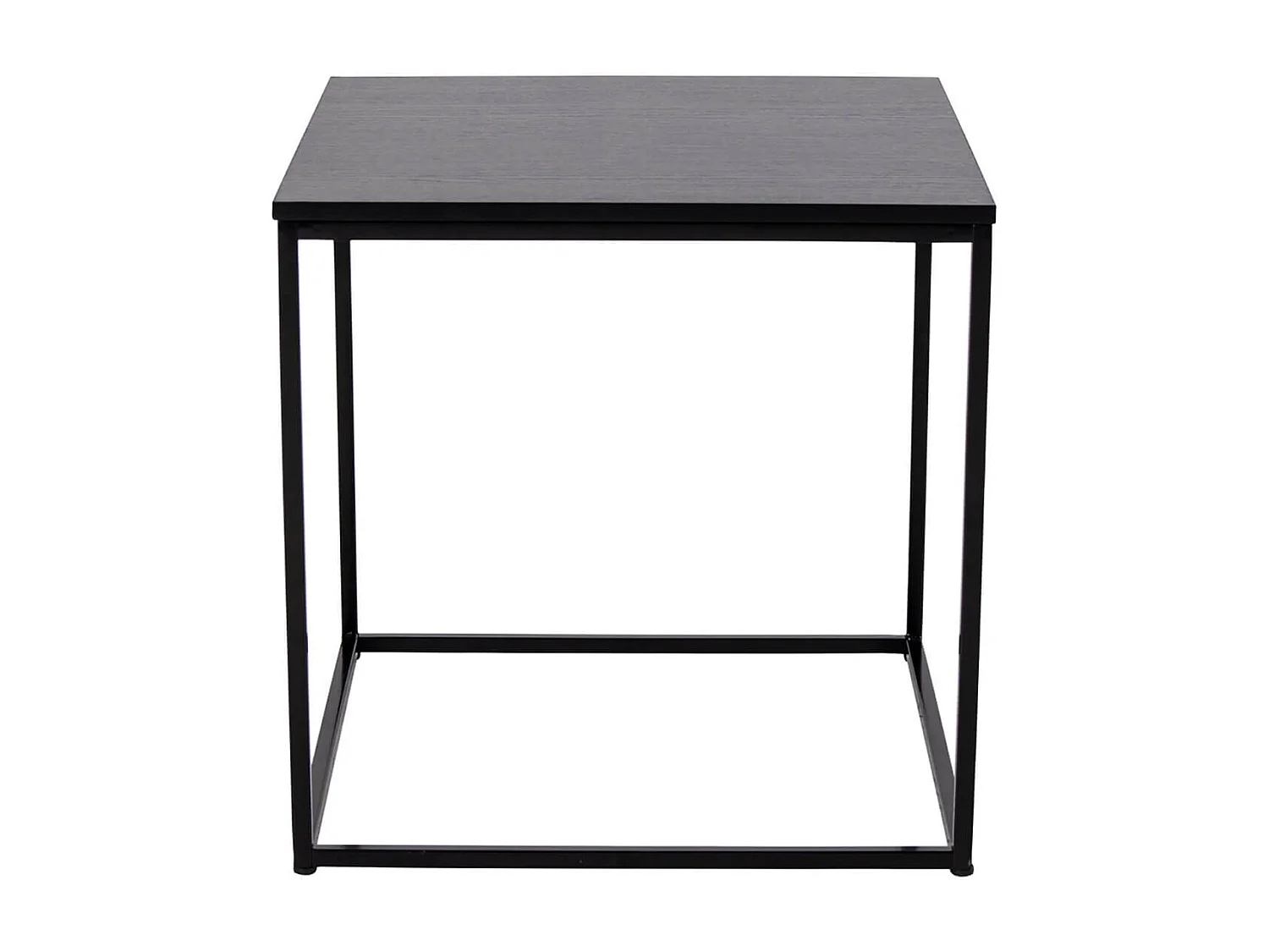 HARALD - Bout de Canapé Carré Acier et Aspect Bois Noir