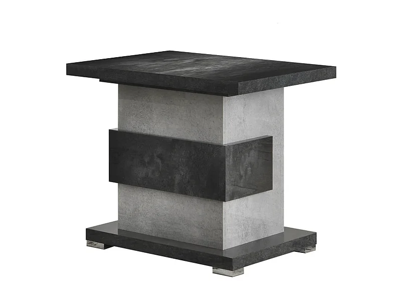 HOFFMAN - Table d'Appoint à Pied Central Gris Aspect Pierre