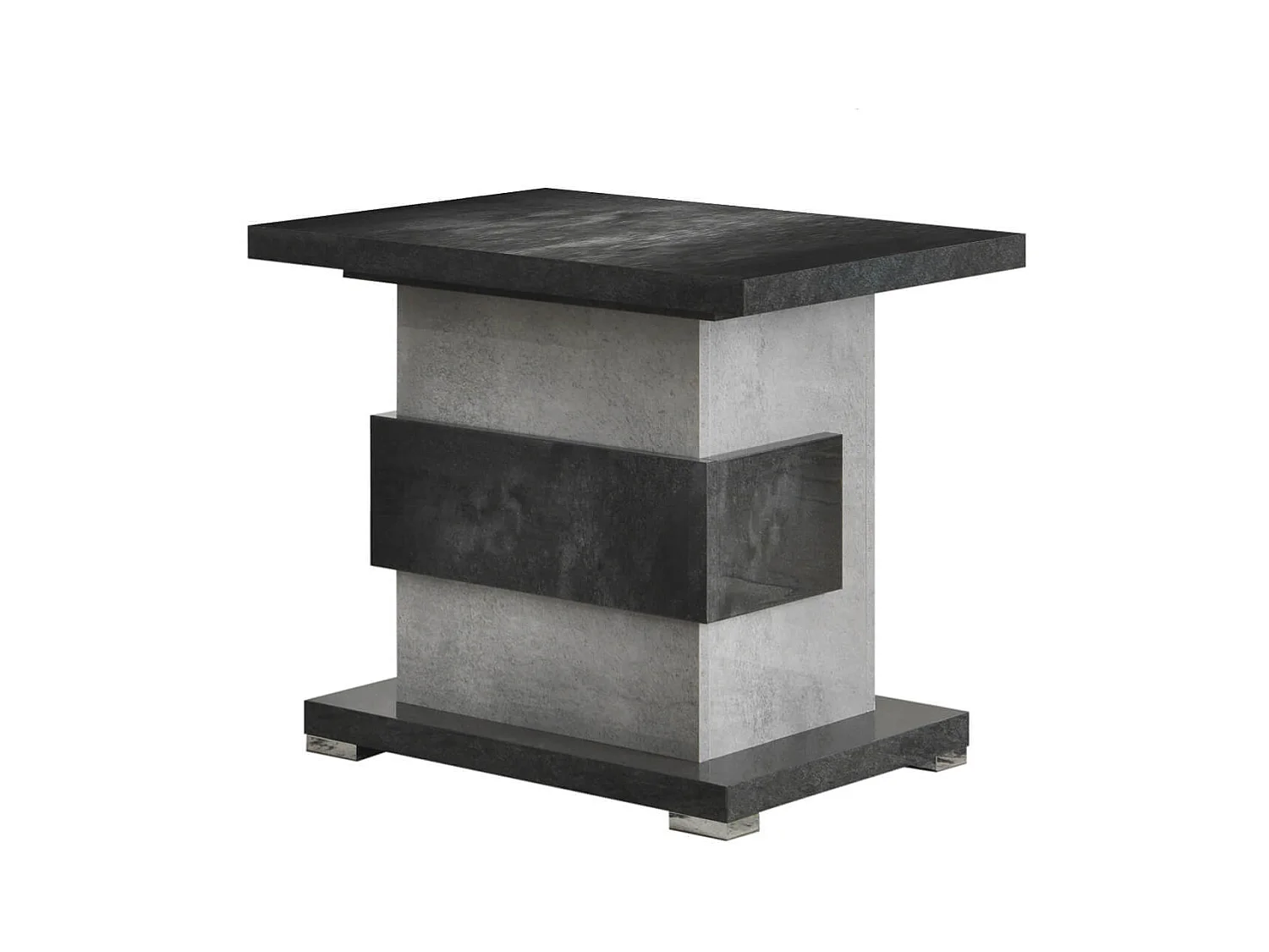 HOFFMAN - Table d'Appoint à Pied Central Gris Aspect Pierre