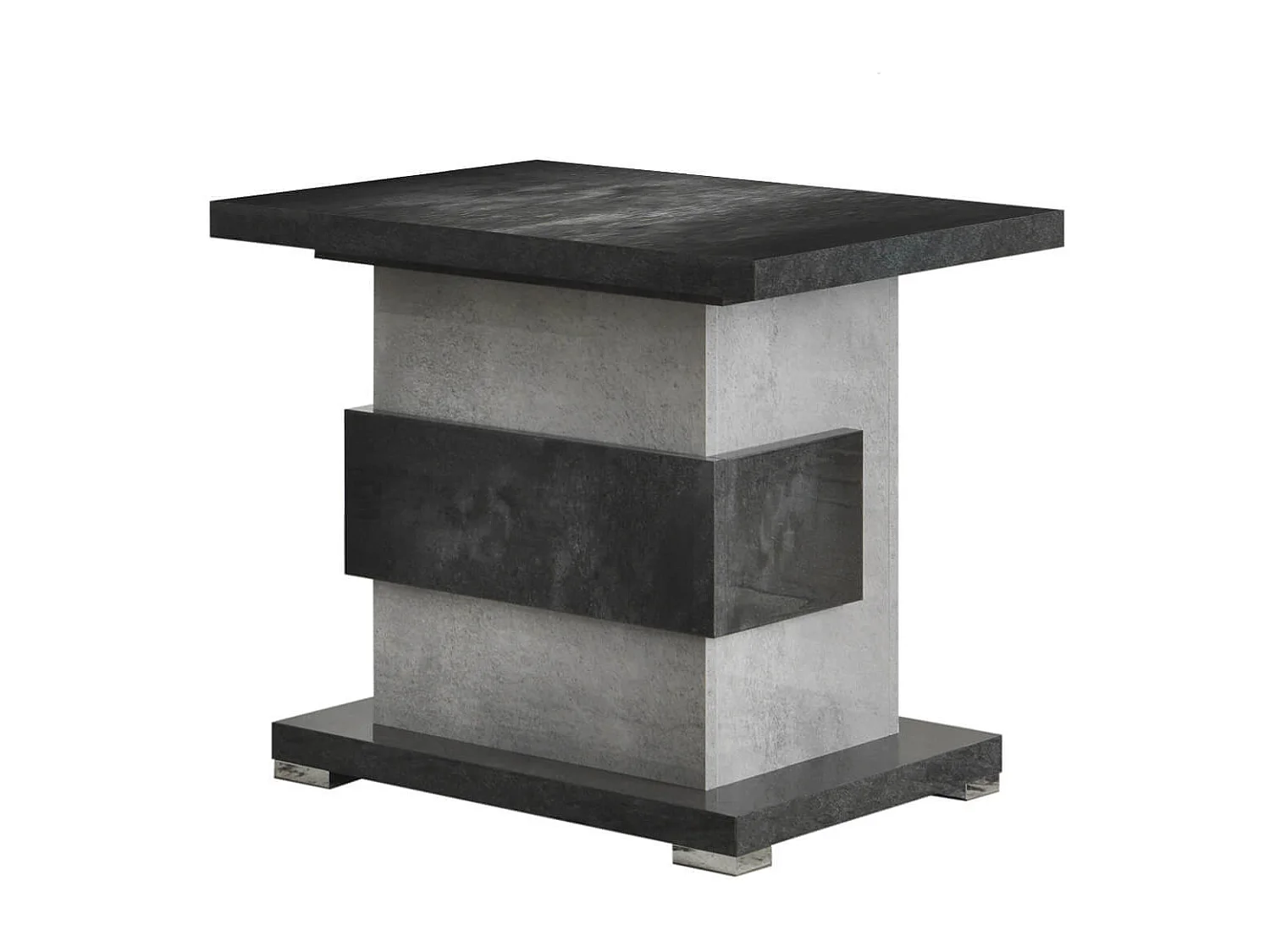 HOFFMAN - Table d'Appoint à Pied Central Gris Aspect Pierre