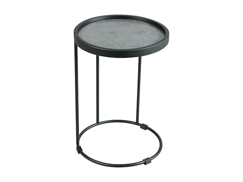 KERIA - Table d'Appoint Ronde Ø36cm Aspect Céramique Grise