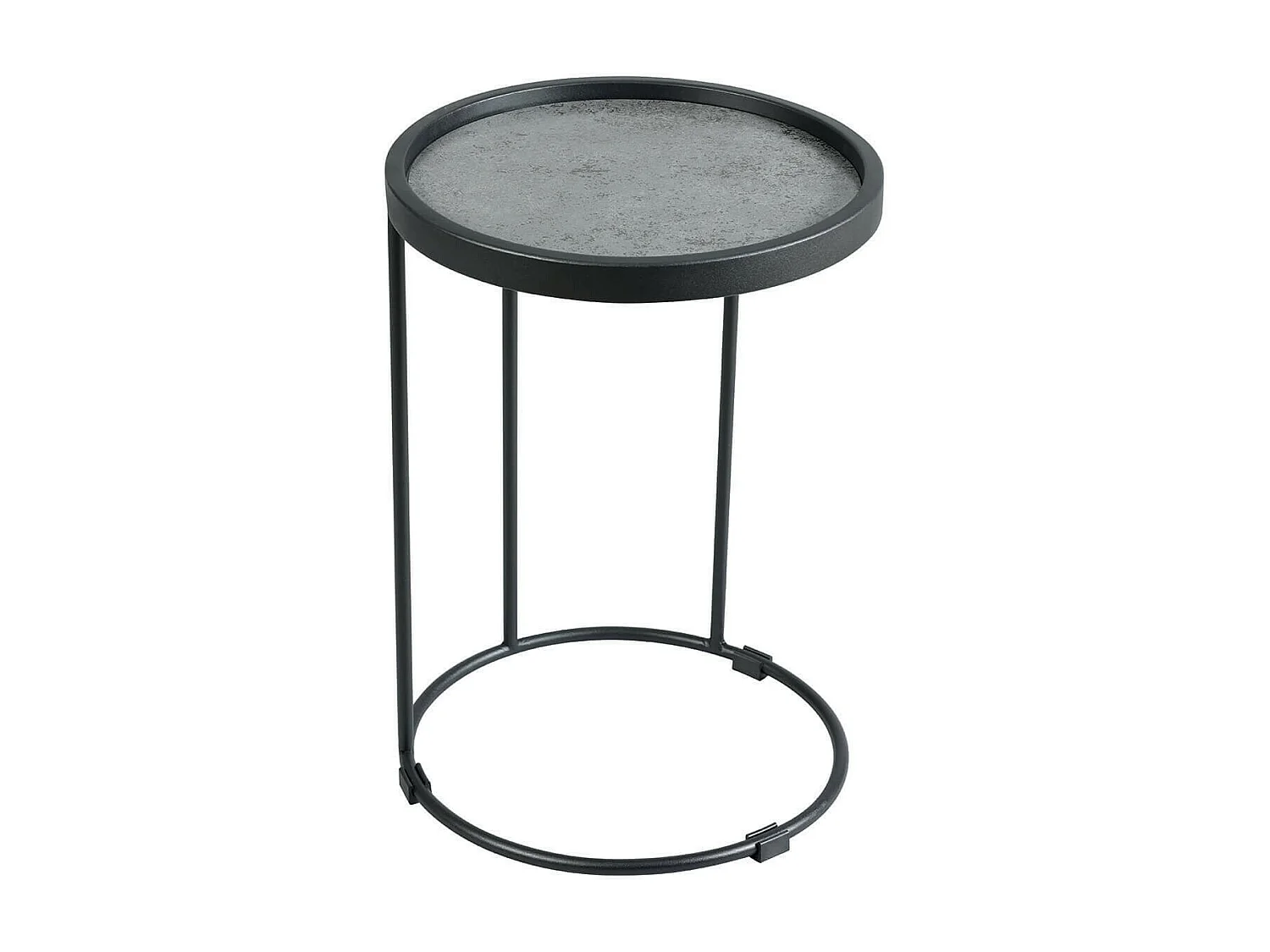 KERIA - Table d'Appoint Ronde Ø36cm Aspect Céramique Grise