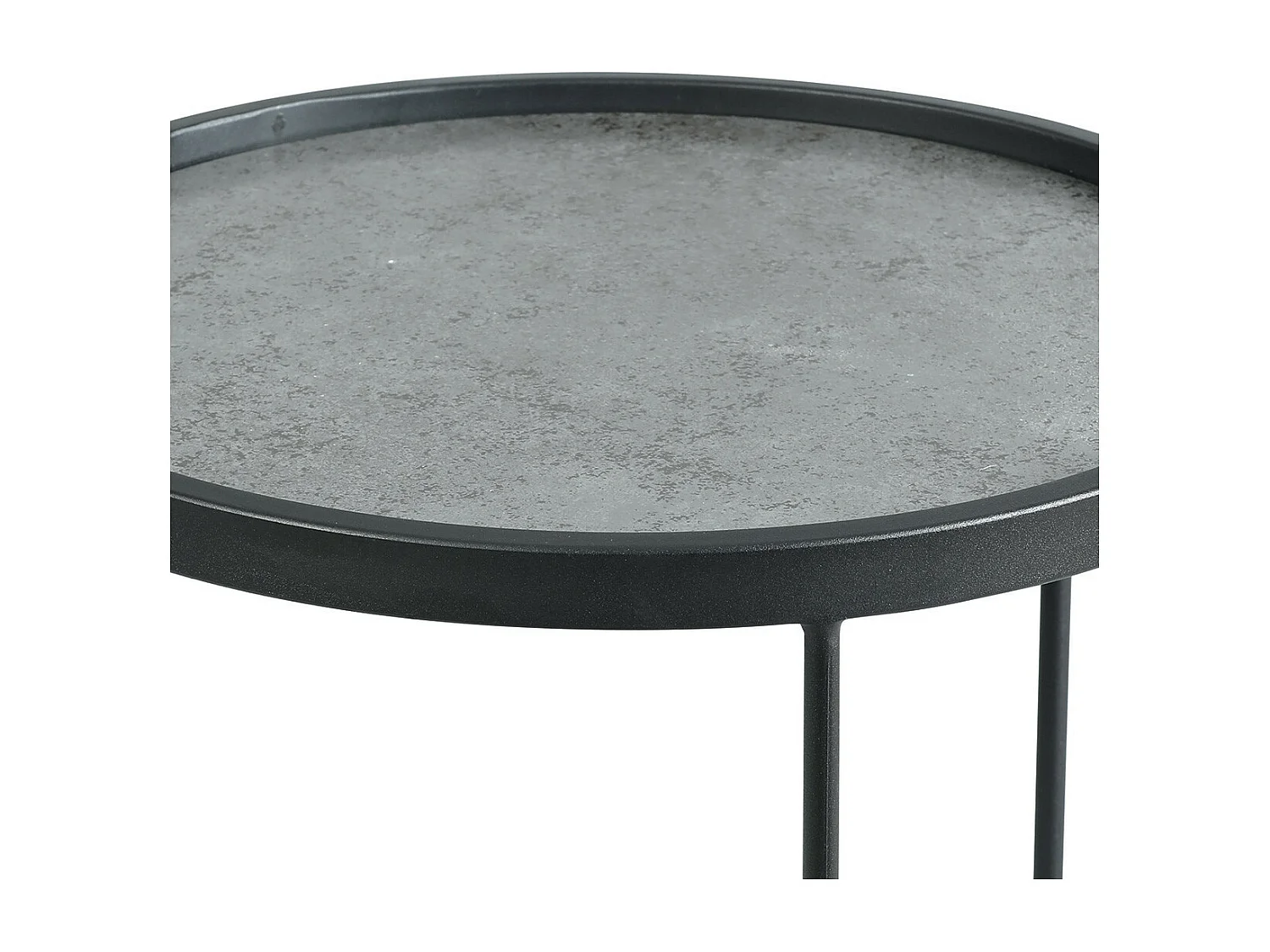 KERIA - Table d'Appoint Ronde Ø36cm Aspect Céramique Grise