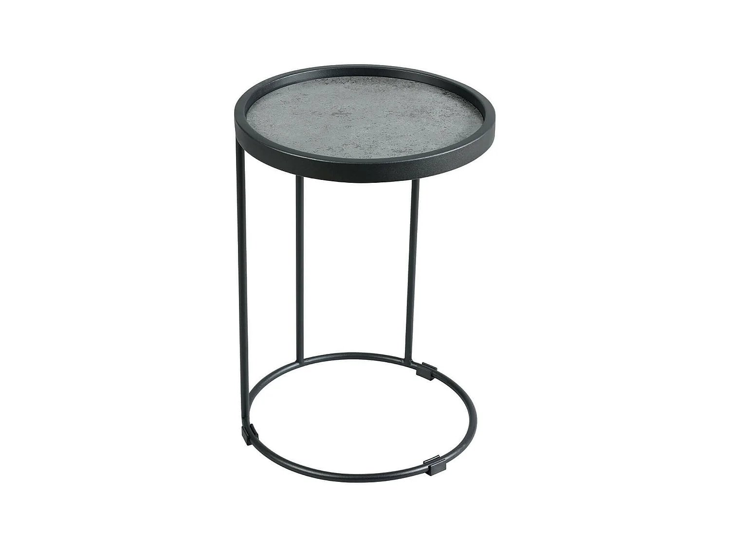 KERIA - Table d'Appoint Ronde Ø36cm Aspect Céramique Grise