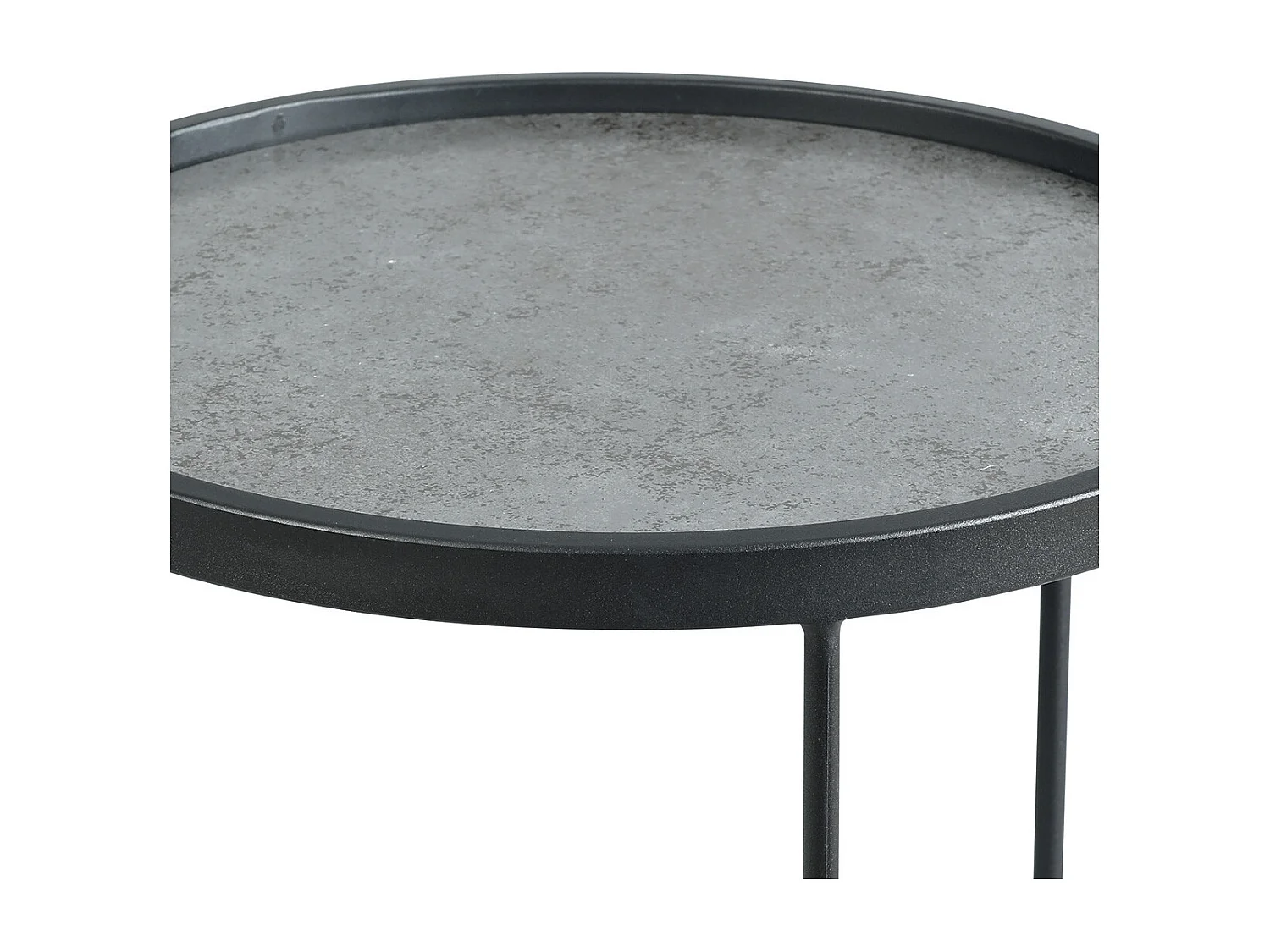 KERIA - Table d'Appoint Ronde Ø36cm Aspect Céramique Grise
