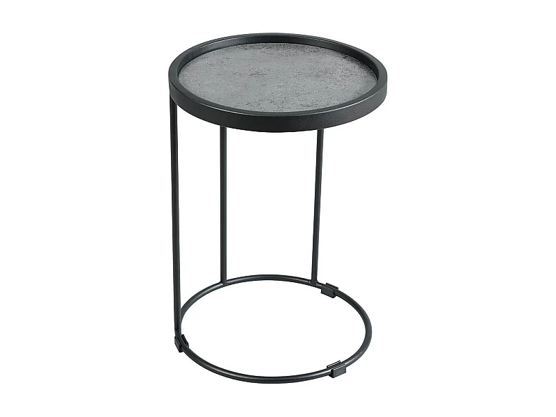 KERIA - Table d'Appoint Ronde Ø36cm Aspect Céramique Grise