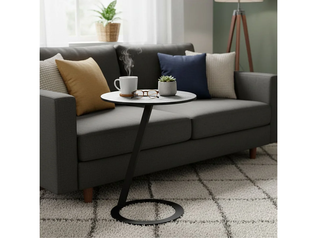 DRAKE - Table d'Appoint Design Plateau Aspect Céramique