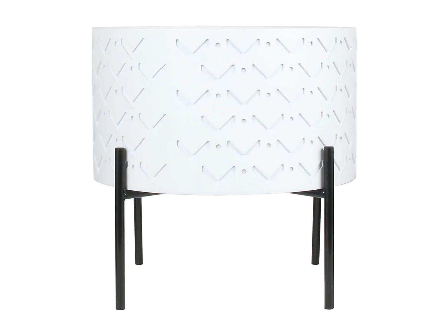 CORALLY - Table d'Appoint Ronde Blanche avec Coffre