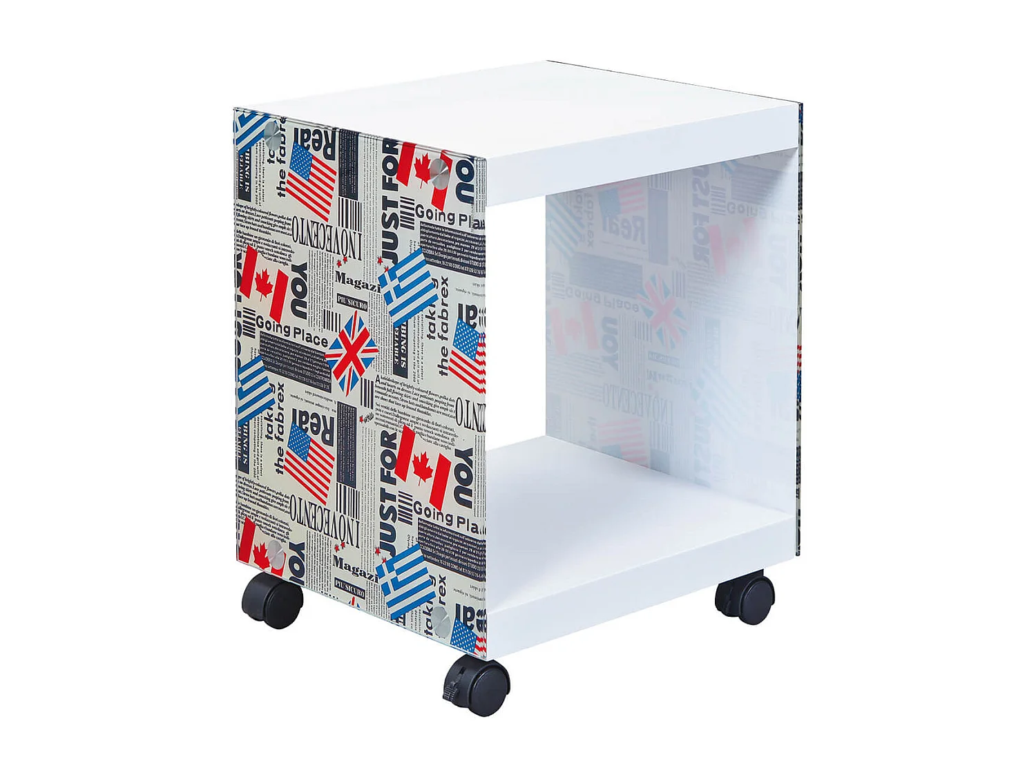 ISLA - Table d'appoint sur Roulettes Motif Drapeaux