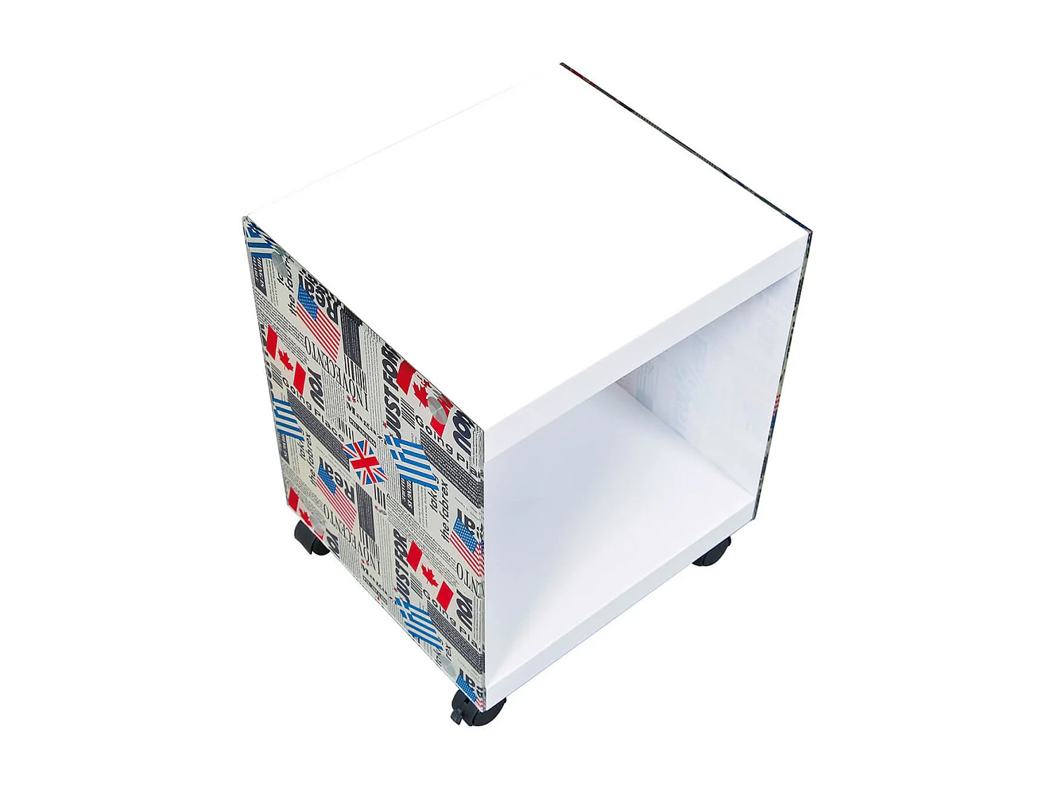 ISLA - Table d'appoint sur Roulettes Motif Drapeaux
