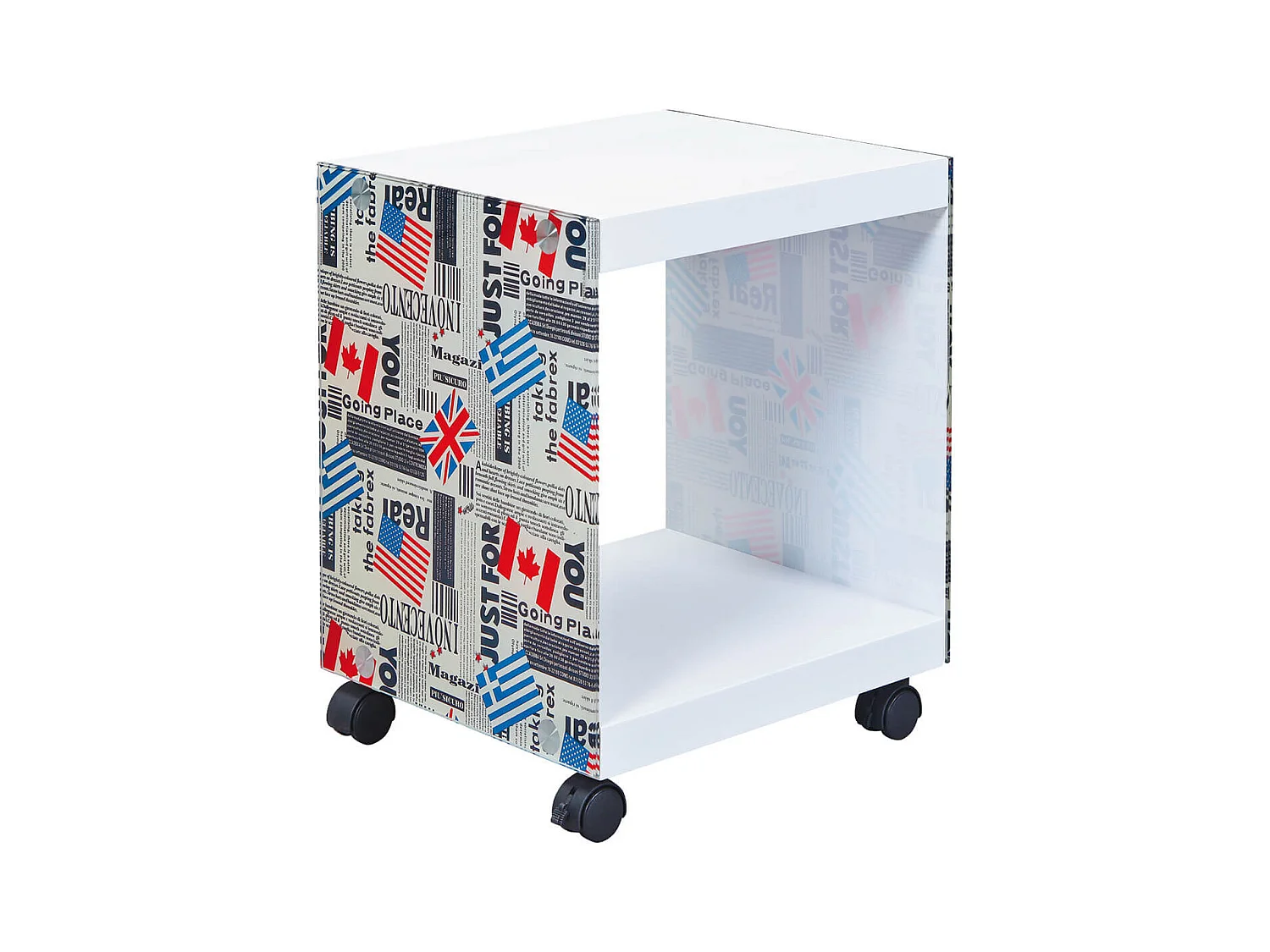 ISLA - Table d'appoint sur Roulettes Motif Drapeaux