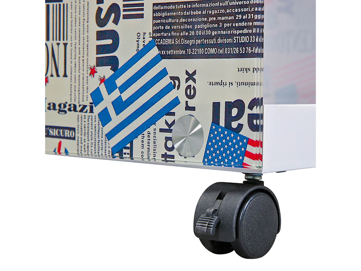 ISLA - Table d'appoint sur Roulettes Motif Drapeaux