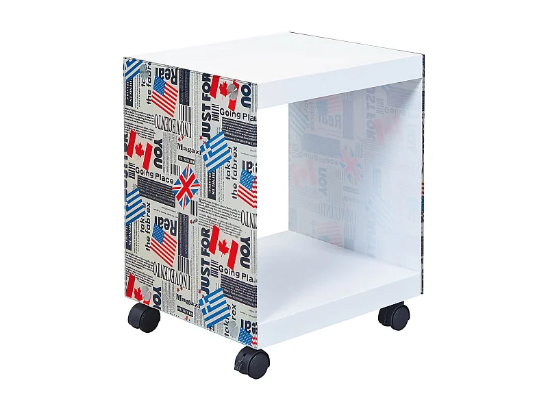 ISLA - Table d'appoint sur Roulettes Motif Drapeaux