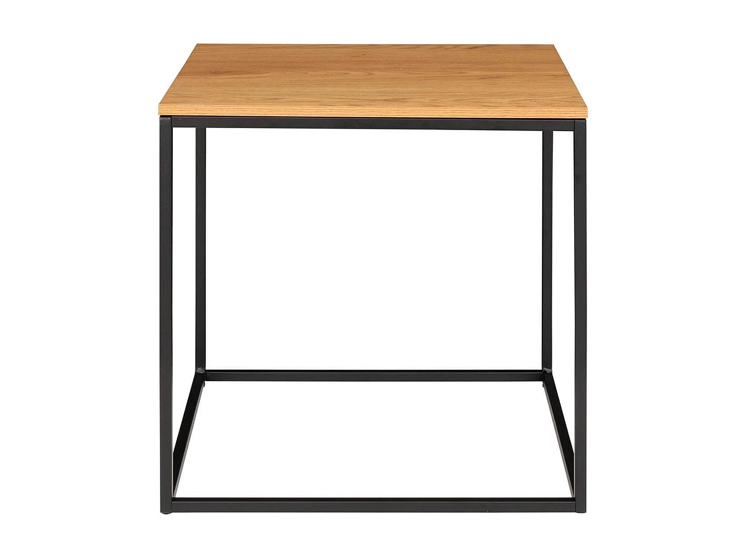 VOLLRAD - Bout de Canapé Carré Acier et Bois Aspect Naturel